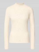 OPUS Longsleeve mit geripptem Stehkragen Modell 'Suhanna' in Offwhite,...