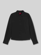HUGO Boxy Fit Hemdbluse aus reiner Baumwolle Modell 'ELMA' in Black, G...
