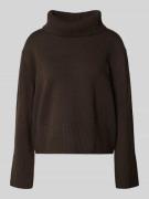 comma Loose Fit Strickpullover aus Woll-Mix mit Rollkragen in Dunkelbr...