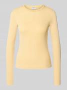 Jake*s Casual Slim Fit Longsleeve mit Strukturmuster in Hellgelb, Größ...