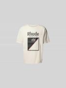 RHUDE Relaxed Fit T-Shirt aus reiner Baumwolle in Offwhite, Größe L