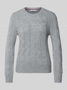 Tommy Hilfiger Regular Fit Strickpullover aus reiner Wolle in Hellgrau...