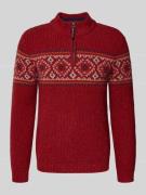 RAGMAN Norwegerpullover aus Woll-Mix mit Troyer-Kragen in Rot, Größe X...
