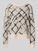 comma Strickpullover mit gerippten Abschlüssen in Offwhite, Größe 34