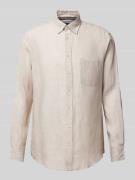 Christian Berg Men Regular Fit Leinenhemd mit Button-Down-Kragen in Sa...