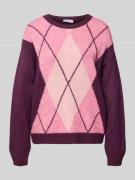 More & More Relaxed Fit Pullover in Strick-Optik in Bordeaux, Größe 34