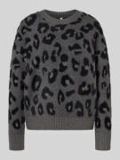 Only Regular Fit Strickpullover mit Animal Print Modell 'SARA' in Grap...