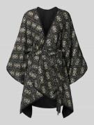 Guess Poncho mit Logo-Muster und Bindegürtel in Black, Größe 1