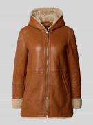 Cabrini Ledermantel aus echtem Lammfellnappa in Cognac, Größe 42