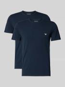 Emporio Armani T-Shirt mit Label-Print im 2er-Pack in Dunkelblau, Größ...
