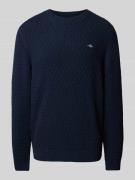 Gant Strickpullover mit Label-Stitching in Marine, Größe XL