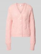 YAS Cardigan mit Alpaka-Anteil und V-Ausschnitt Modell 'ZUMA' in Rosa,...