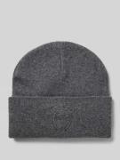 Knowledge Cotton Apparel Beanie mit Label-Detail in Anthrazit Melange,...