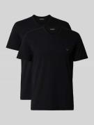 Emporio Armani T-Shirt mit V-Ausschnitt im 2er-Pack in Black, Größe M