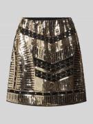 Apricot Minirock mit Pailletten in Gold, Größe S