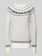 Apricot Strickpullover mit gerippten Abschlüssen in Silber, Größe L