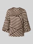 comma Bluse mit Rundhalsausschnitt in Beige, Größe 34