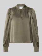 Neo Noir Bluse mit V-Ausschnitt Modell 'Rosslyn' in Khaki, Größe 34