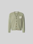 MAISON KITSUNÉ Strickjacke mit Knopfleiste in Oliv, Größe L