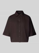 OPUS Regular Fit Hemdbluse mit 1/2-Arm Modell 'Freppy' in Schoko, Größ...