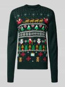 Montego Strickpullover mit gerippten Abschlüssen in Dunkelgruen, Größe...