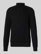 MCNEAL Rollkragenpullover mit gerippten Abschlüssen in Black, Größe L