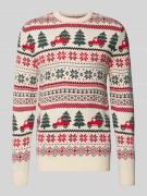 Montego Strickpullover mit gerippten Abschlüssen in Sand, Größe L