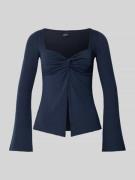 Gina Tricot Longsleeve in Wickel-Optik in Dunkelblau, Größe L