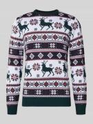 Lindbergh Strickpullover im Allover-Look in Weiss, Größe L