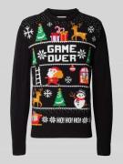 Montego Strickpullover mit gerippten Abschlüssen in Black, Größe L