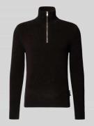 Marc O'Polo Regular Fit Troyer aus Baumwoll-Schurwoll-Mix in Dunkelbra...