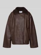 Jake*s Casual Jacke in Leder-Optik in Dunkelbraun, Größe S