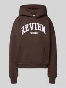 Review Oversized Hoodie mit Label-Print in Dunkelbraun, Größe XL