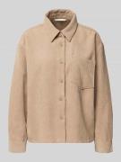 Tom Tailor Denim Boxy Fit Cord-Bluse mit Brusttasche in Beige, Größe M