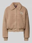 Tommy Jeans Relaxed Fit Bomberjacke aus Teddyfell in Beige, Größe L