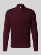 Tommy Hilfiger Regular Fit Troyer aus reiner Baumwolle in Bordeaux, Gr...