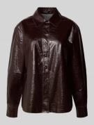 Zero Relaxed Fit Hemdbluse in Leder-Optik in Bordeaux, Größe 34