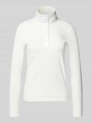 Marc Cain Longsleeve mit kurzer Druckknopfleiste in Weiss, Größe 34