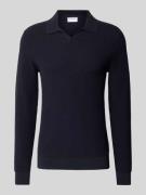 Lindbergh Strickpullover mit Strukturmuster und Umlegekragen in Dunkel...