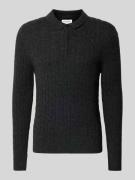 Lindbergh Strickpullover aus Leinen-Mix mit Polokragen in Dunkelgrau, ...