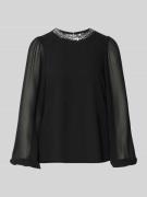 Vila Regular Fit Bluse mit Ziersteinbesatz Modell 'WILLY' in Black, Gr...