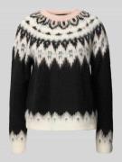 Oui Strickpullover mit gerippten Abschlüssen in Mittelgrau, Größe 38