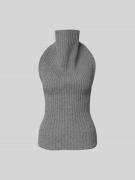 Victoria Beckham Top aus Woll-Mix in Ripp-Optik in Hellgrau Melange, G...