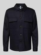 Profuomo Relaxed Fit Hemdjacke mit Brusttaschen in Marine, Größe S