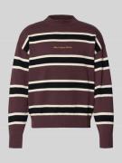 BLKVIS Strickpullover mit Streifenmuster und Label-Stitching in Pflaum...