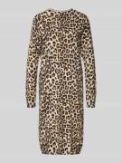Christian Berg Woman Knielanges Strickkleid aus Viskose in Leo-Optik i...