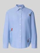 Jake*s Casual Hemdbluse mit Knopfleiste in Bleu, Größe 34