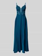 Mascara Abendkleid mit Herz-Ausschnitt in Petrol, Größe 32