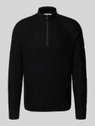 Tom Tailor Denim Regular Fit Troyer mit Raglanärmeln in Black, Größe L