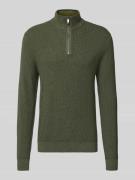 MCNEAL Strickpullover mit Stehkragen in Khaki Melange, Größe L